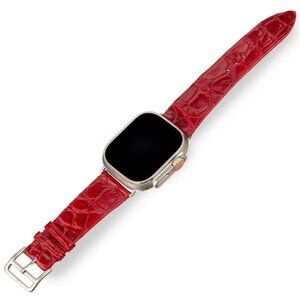 Slim Red Alligator Leather Watch Band – Classic Fit